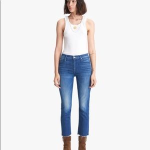 MOTHER Mid Rise Dazzler Crop Fray Jeans